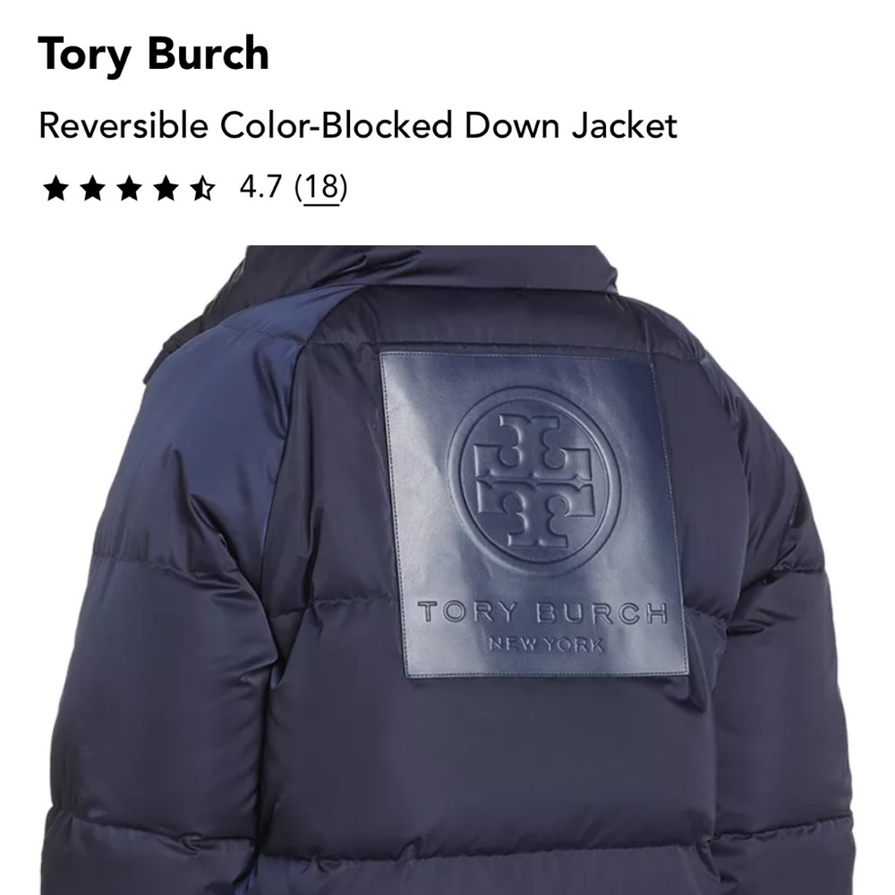 Tory Burch Navy Reversible Down Jacket - Picture 2 of 16